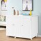 White MDF Folding Sewing Table with Storage Shelves and Wheels for Small Spaces